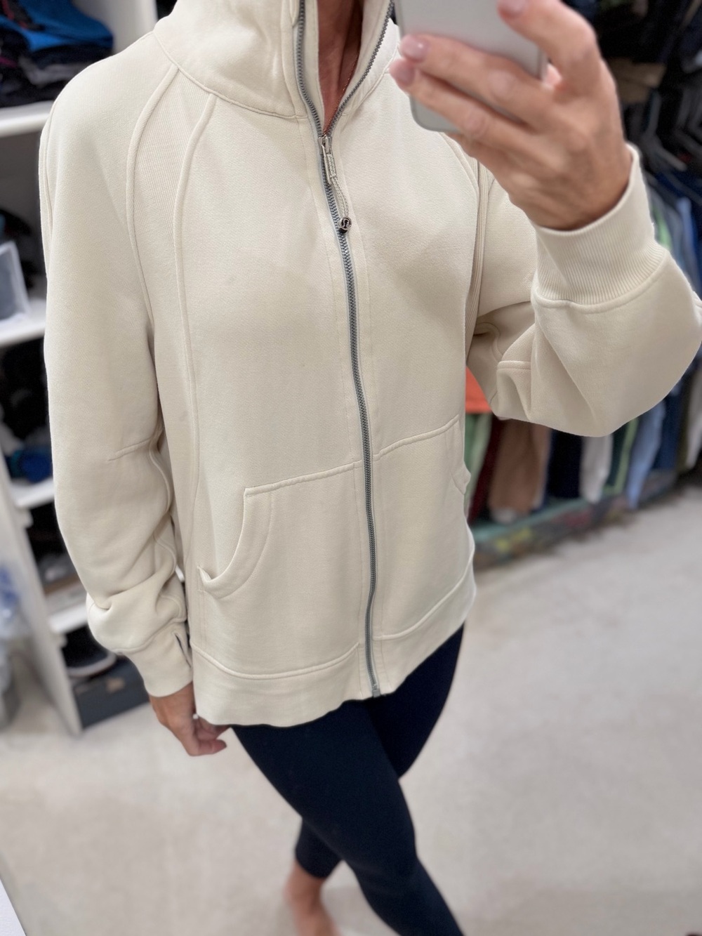 Lululemon Scuba Oversized Funnel Neck Full Zip Cream XS/S